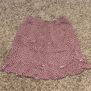 pink and white flowy mini skirt